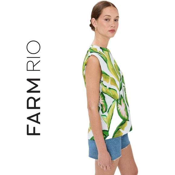 FARM Rio Off-White Summer Foliage T-Shirt - Picture 2 of 15